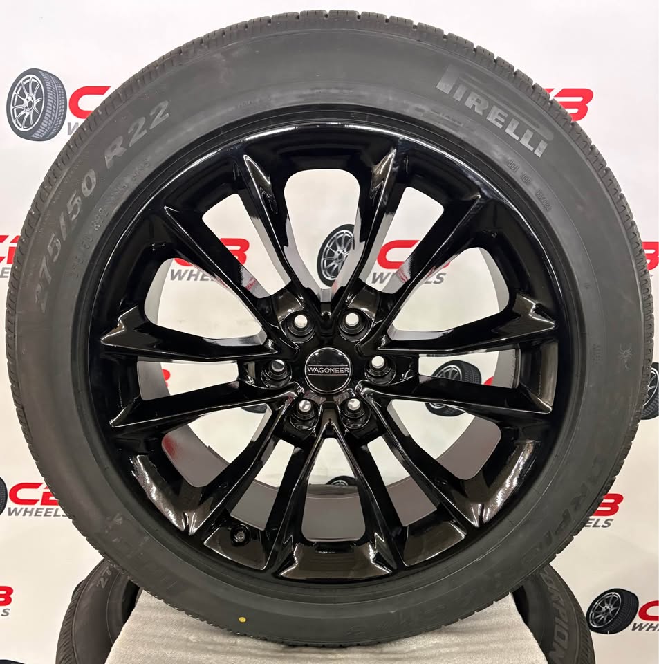 Jeep Grand Wagoneer 22" OEM Gloss Black Takeoff Wheels and Tires 