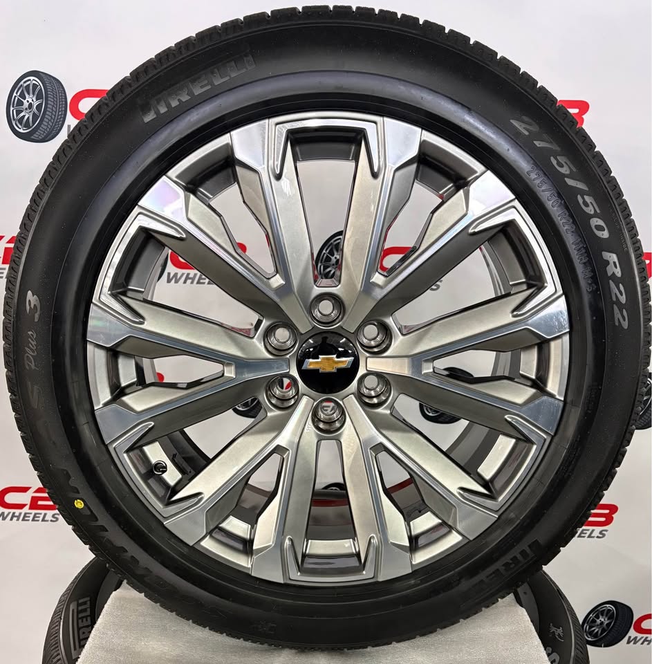 Chevrolet Tahoe High Country 22" OEM Machined Charcoal Takeoff Wheels and Tires