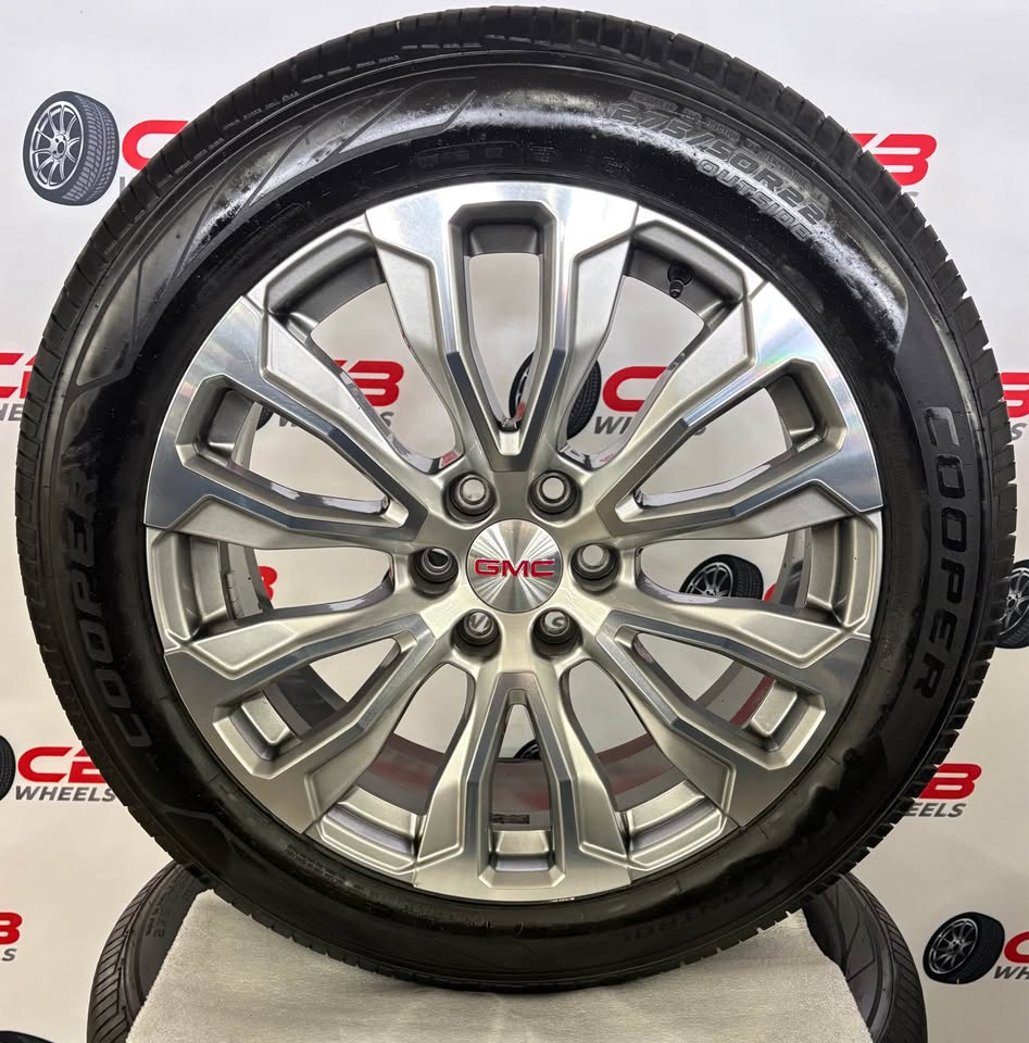 GMC Yukon Denali 22" OEM Machined Charcoal Takeoff Wheels and Tires