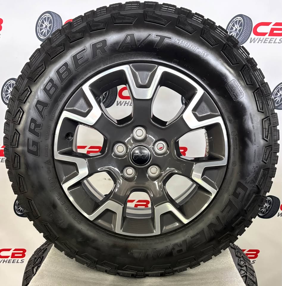 Jeep Wrangler Sahara 18" OEM Machined Charcoal Takeoff Wheels and Tires
