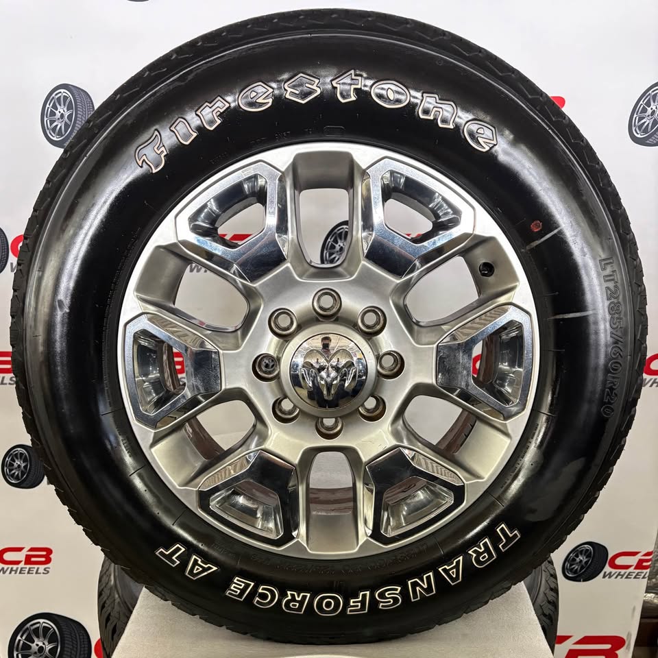 Ram 2500/3500 20” OEM Hypersilver With Chrome Inserts Takeoff Wheels and Tires
