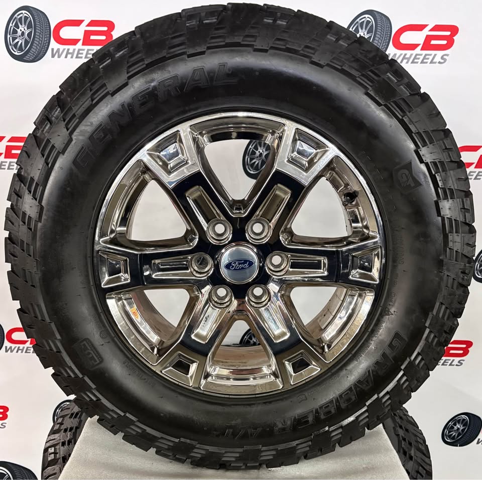 Ford F150 18" OEM PVD Chrome Takeoff Wheels and Tires