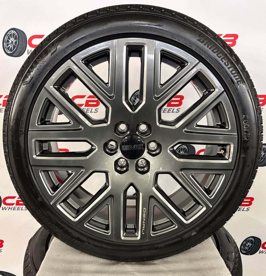 GMC Yukon Denali 24" OEM Machined Charcoal Takeoff Wheels and Tires