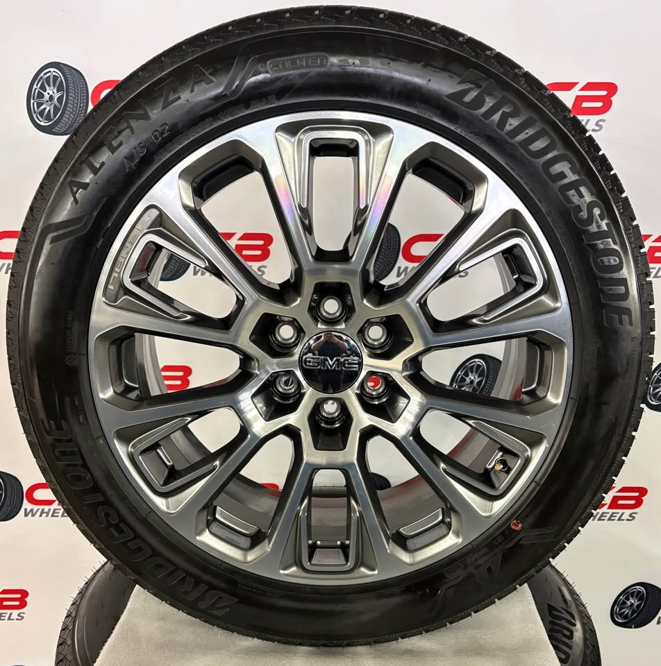 GMC Yukon Denali 22" OEM Machined Charcoal Takeoff Wheels and Tires