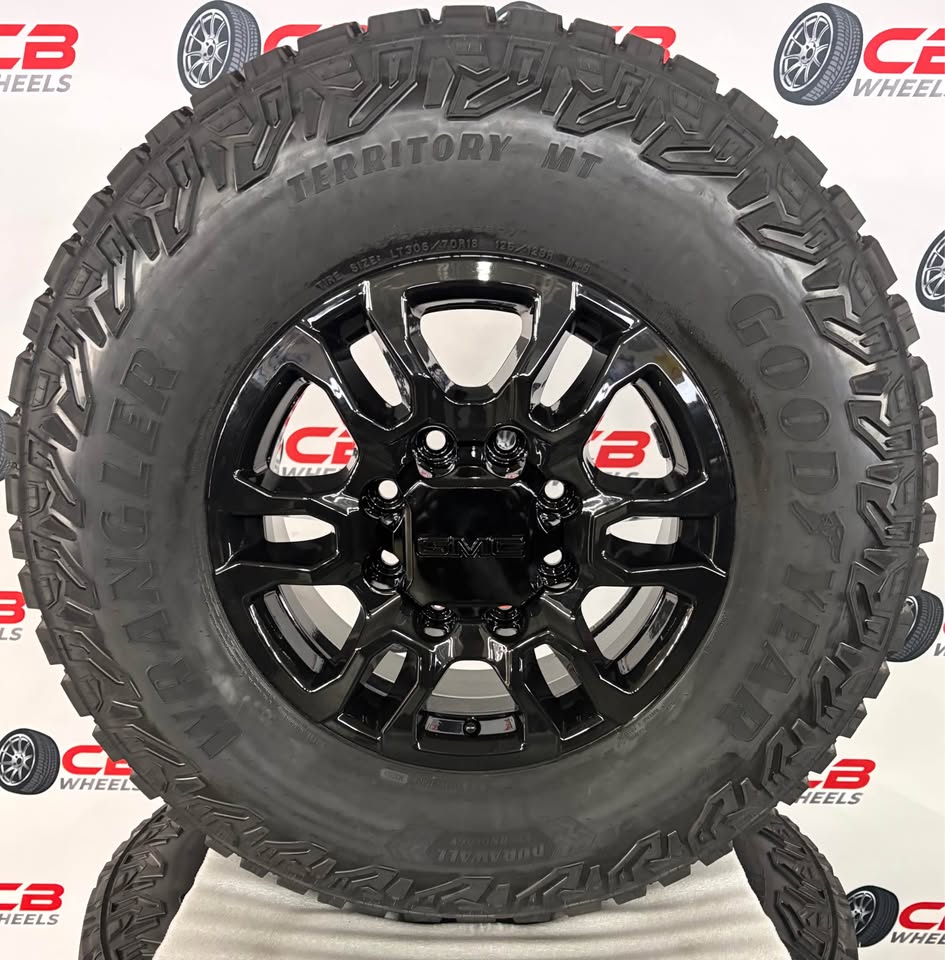 GMC Sierra 2500/3500 18" OEM Gloss Black Takeoff Wheels and Tires