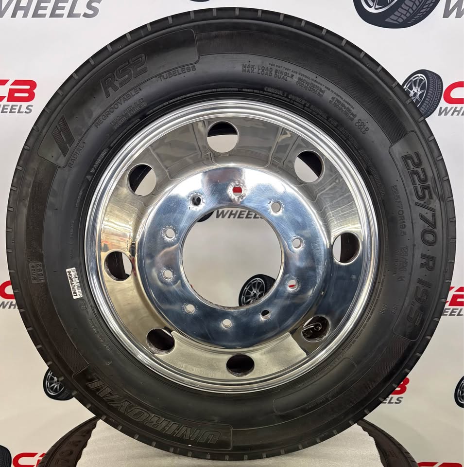 Ford F450/F550 19.5” OEM Polished Takeoff Wheels and Tires