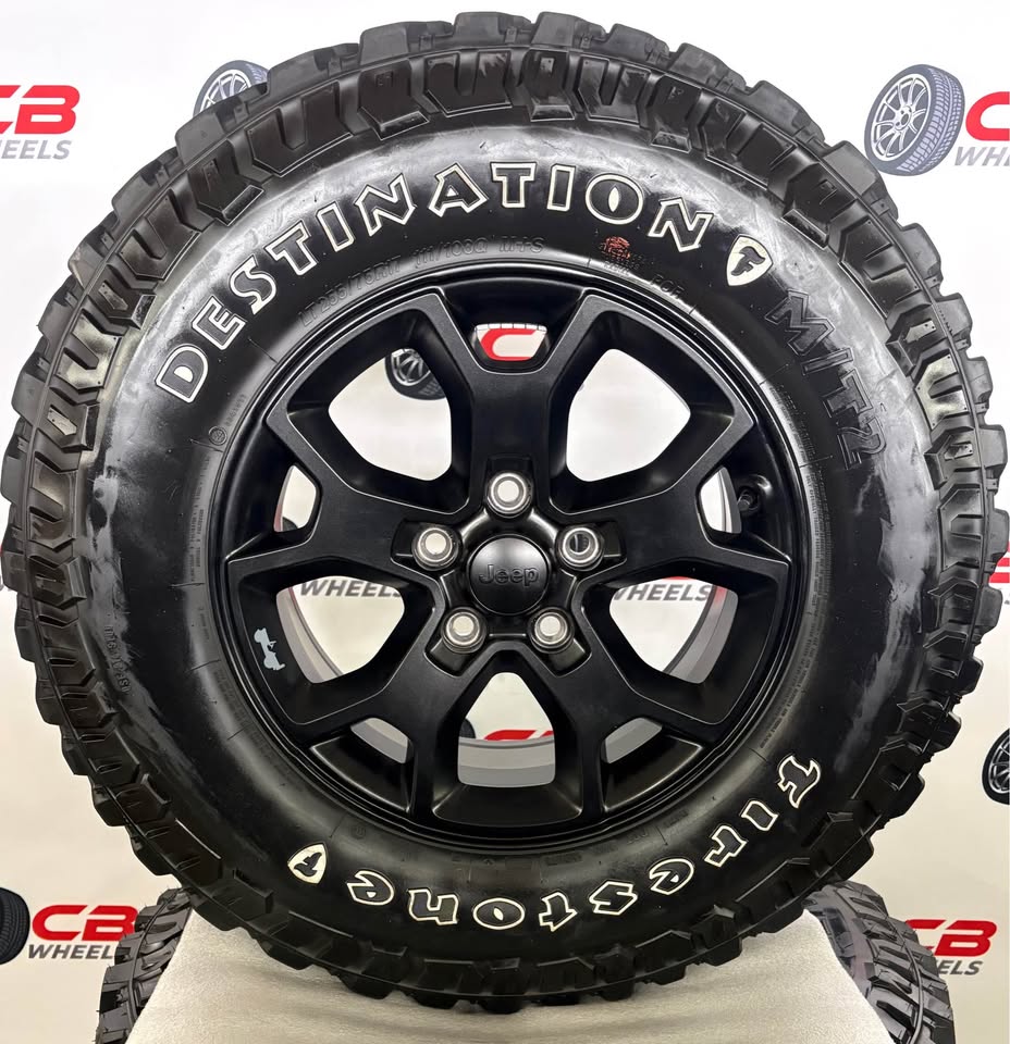 Jeep Wrangler 17" OEM Matte Black Takeoff Wheels and Tires