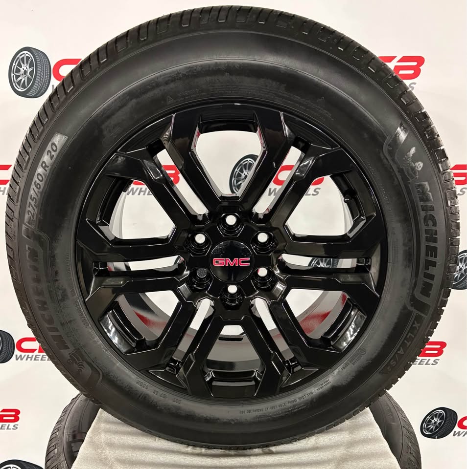 GMC Sierra 1500 20" OEM Gloss Black Takeoff Wheels and Tires