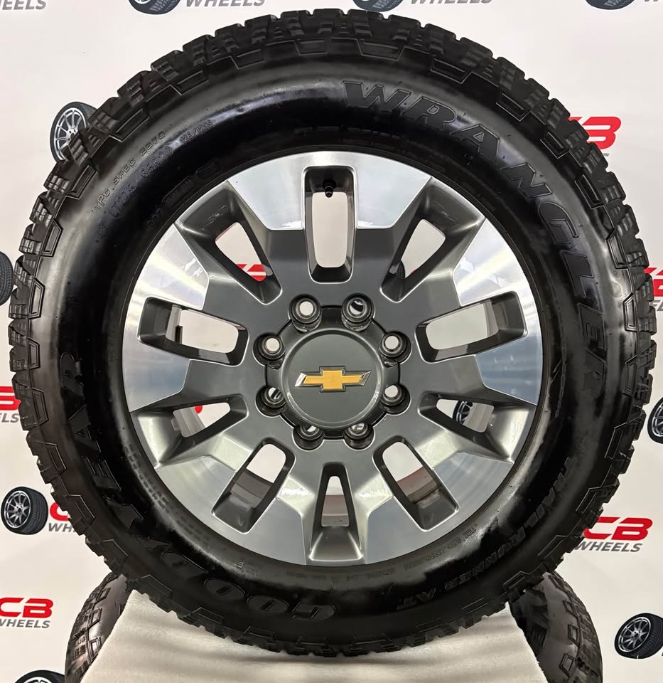 Chevrolet Silverado 2500/3500 20" OEM Machined Grey Takeoff Wheels and Tires