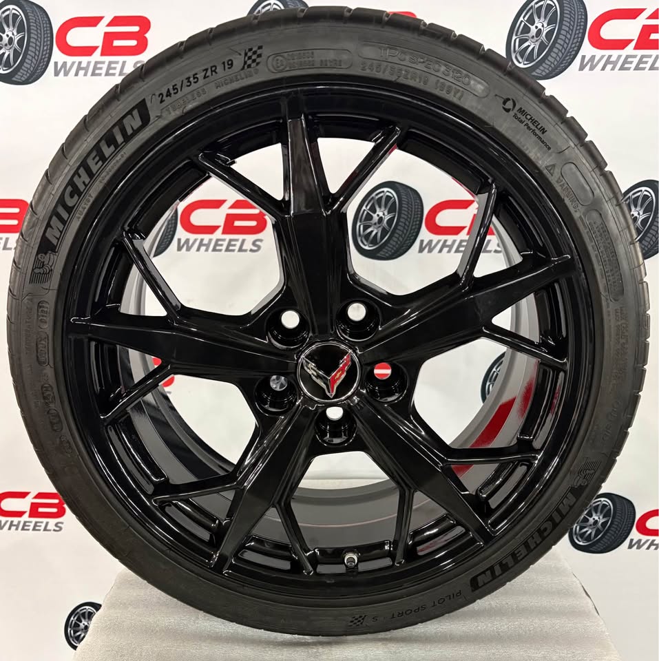 Chevrolet Corvette C8 19"/20" OEM Gloss Black Takeoff Wheels and Tires