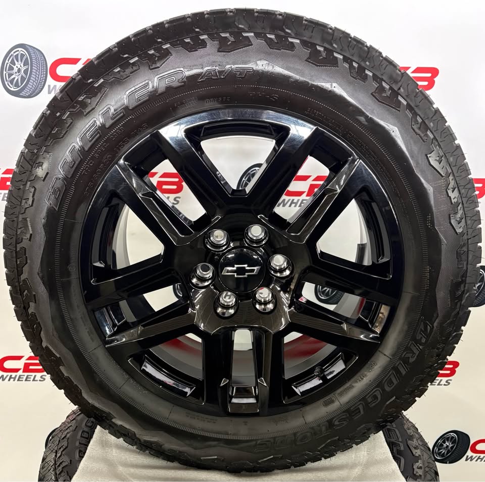 Chevrolet Silverado 1500 Trail Boss 20" OEM Gloss Black Takeoff Wheels and Tires